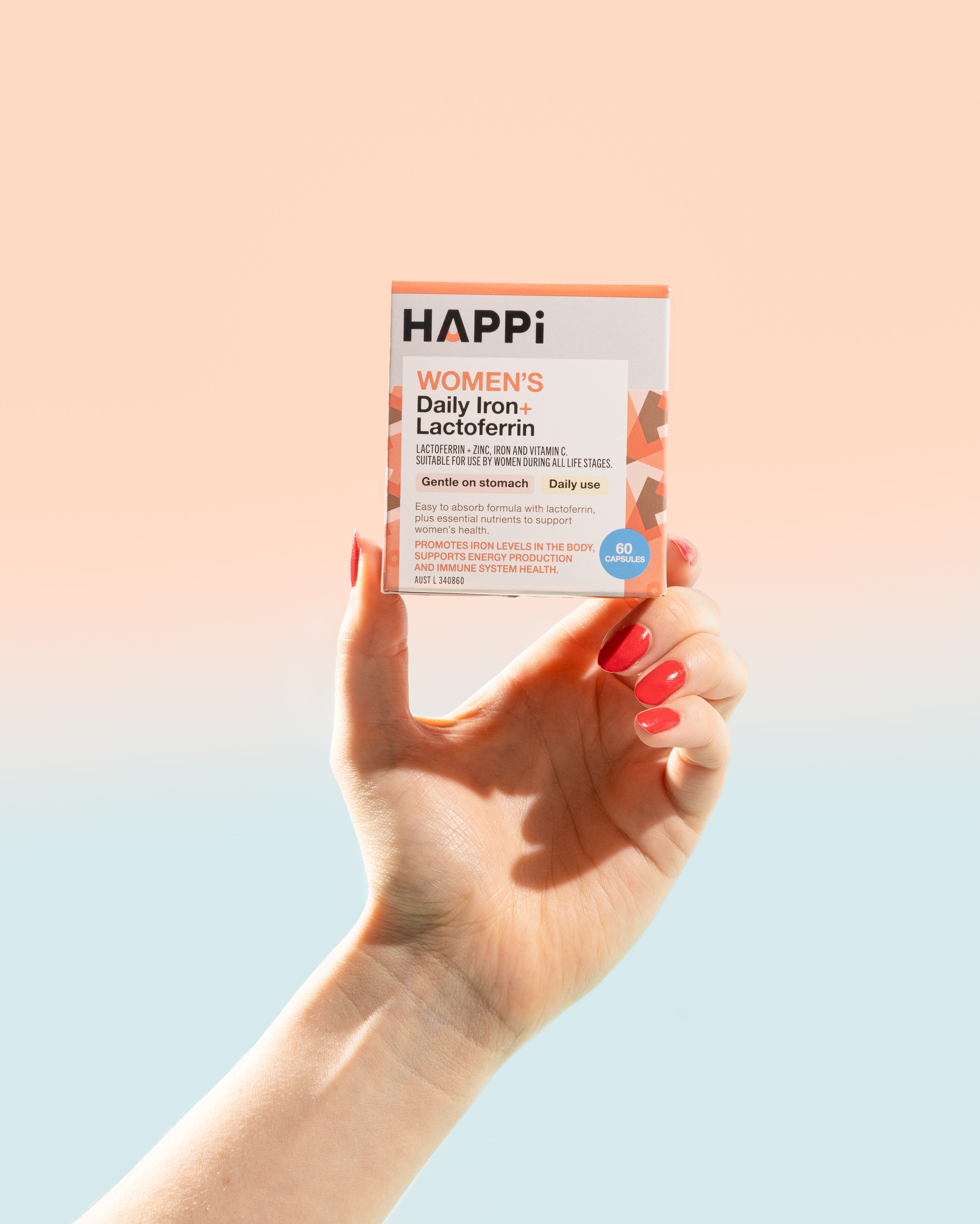 HAPPi Women's Daily Iron+ Lactoferrin cung cấp sắt hỗ trợ sức khoẻ cho nữ giới ở mọi giai đoạn